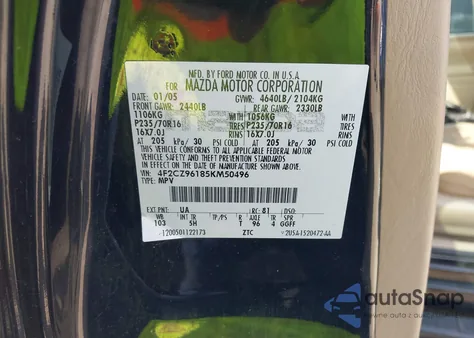 2005 Mazda Tribute S from USA, damaged, VIN 4F2CZ96185KM50496